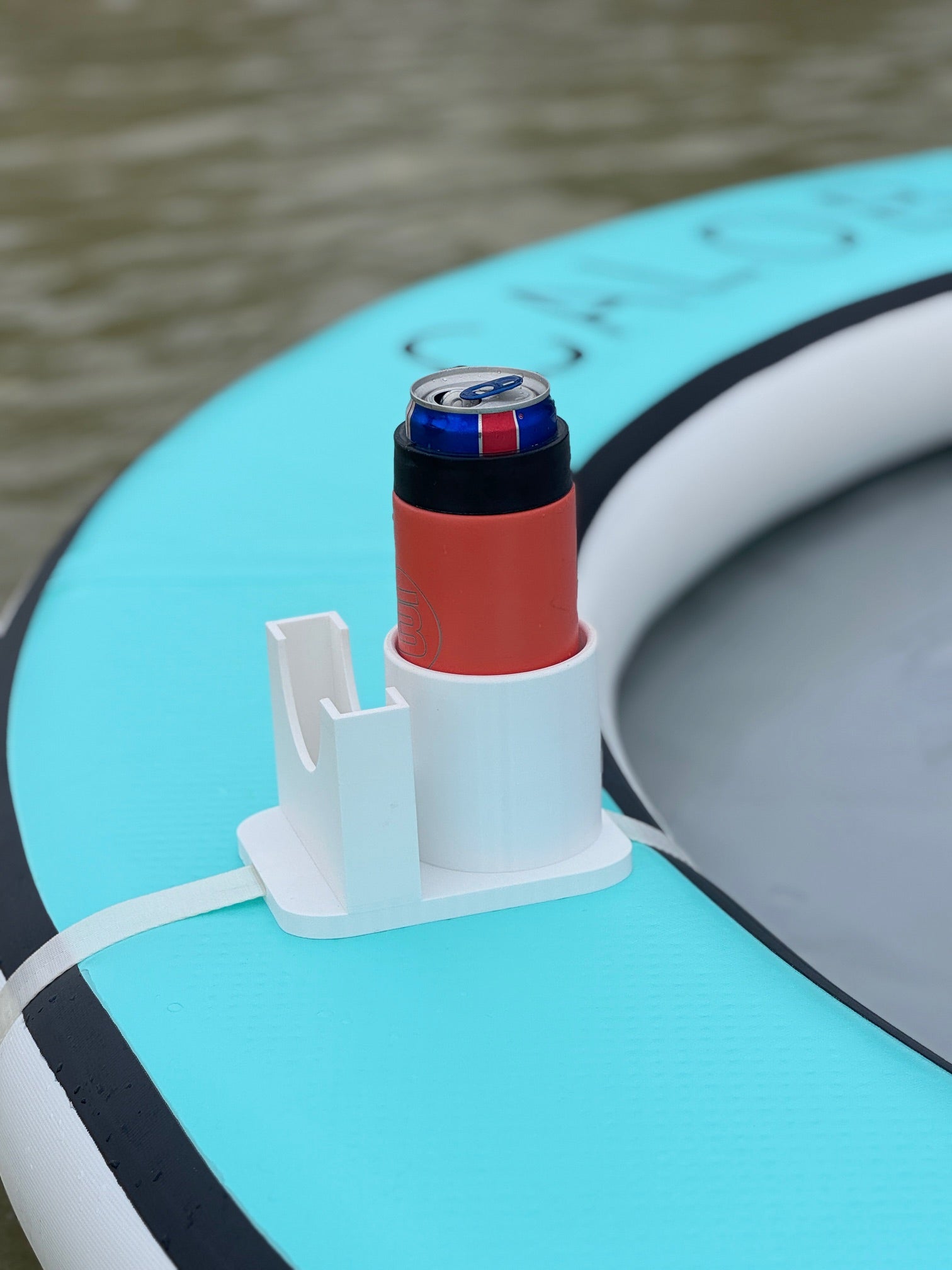 The "Dual Console" Drink Holder for Floats, Rafts, & Water Hammocks - With Phone Holder